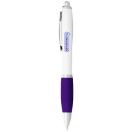   Nash ballpoint pen with white barrel and coloured grip, ABS plastic, White,Purple  