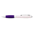 Nash ballpoint pen with white barrel and coloured grip, ABS plastic, White,Purple  