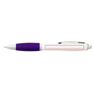   Nash ballpoint pen with white barrel and coloured grip, ABS plastic, White,Purple  