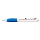 Nash ballpoint pen with white barrel and coloured grip, ABS plastic, White,Aqua
