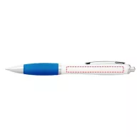   Nash ballpoint pen with white barrel and coloured grip, ABS plastic, White,Aqua