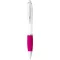 Nash ballpoint pen with white barrel and coloured grip, ABS plastic, White,Pink  
