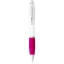 Nash ballpoint pen with white barrel and coloured grip, ABS plastic, White,Pink  