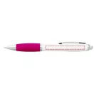Nash ballpoint pen with white barrel and coloured grip, ABS plastic, White,Pink  