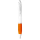 Nash ballpoint pen with white barrel and coloured grip, ABS plastic, White,Orange  