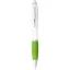 Nash ballpoint pen with white barrel and coloured grip, ABS plastic, White,Lime green