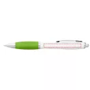 Nash ballpoint pen with white barrel and coloured grip, ABS plastic, White,Lime green