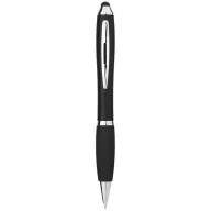   Nash coloured stylus ballpoint pen with black grip, ABS plastic, solid black