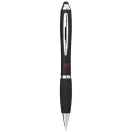 Nash coloured stylus ballpoint pen with black grip, ABS plastic, solid black