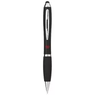  Nash coloured stylus ballpoint pen with black grip, ABS plastic, solid black