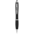 Nash coloured stylus ballpoint pen with black grip, ABS plastic, solid black