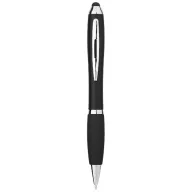   Nash coloured stylus ballpoint pen with black grip, ABS plastic, solid black
