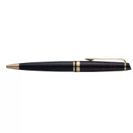   Pix cu pasta albastra, Waterman Expert, metal lacuit, negru, auriu