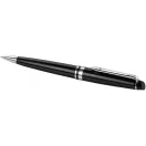 Pix cu pasta albastra, Waterman Expert, metal lacuit, negru, argintiu