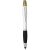 Nash dual stylus ballpoint pen and highlighter, ABS plastic, Silver, solid black
