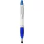 Nash dual stylus ballpoint pen and highlighter, ABS plastic, Silver,Royal blue