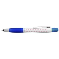   Nash dual stylus ballpoint pen and highlighter, ABS plastic, Silver,Royal blue