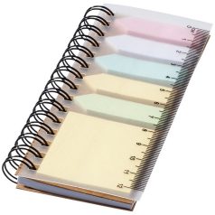   Spinner spiral notebook with coloured sticky notes, PP plastic, Natural
