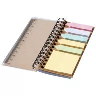   Spinner spiral notebook with coloured sticky notes, PP plastic, Natural