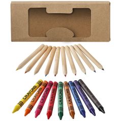   Lucky 19-piece coloured pencil and crayon set, Cardboard, Natural