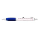 Nash ballpoint pen with white barrel and coloured grip, ABS plastic, White,Royal blue