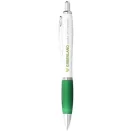 Nash ballpoint pen with white barrel and coloured grip, ABS plastic, White, Green  