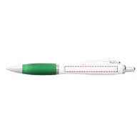   Nash ballpoint pen with white barrel and coloured grip, ABS plastic, White, Green  