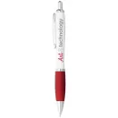 Nash ballpoint pen with white barrel and coloured grip, ABS plastic, White, Red  