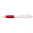 Nash ballpoint pen with white barrel and coloured grip, ABS plastic, White, Red  