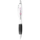 Nash ballpoint pen with white barrel and coloured grip, ABS plastic, White, solid black