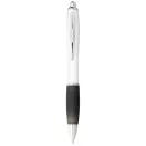 Nash ballpoint pen with white barrel and coloured grip, ABS plastic, White, solid black