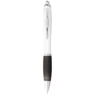   Nash ballpoint pen with white barrel and coloured grip, ABS plastic, White, solid black