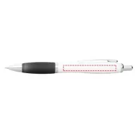   Nash ballpoint pen with white barrel and coloured grip, ABS plastic, White, solid black