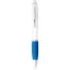 Nash ballpoint pen with white barrel and coloured grip, ABS plastic, White,Aqua