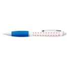 Nash ballpoint pen with white barrel and coloured grip, ABS plastic, White,Aqua