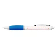   Nash ballpoint pen with white barrel and coloured grip, ABS plastic, White,Aqua
