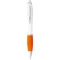 Nash ballpoint pen with white barrel and coloured grip, ABS plastic, White,Orange  