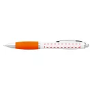 Nash ballpoint pen with white barrel and coloured grip, ABS plastic, White,Orange  
