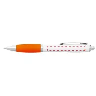   Nash ballpoint pen with white barrel and coloured grip, ABS plastic, White,Orange  