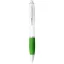 Nash ballpoint pen with white barrel and coloured grip, ABS plastic, White,Lime green
