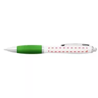   Nash ballpoint pen with white barrel and coloured grip, ABS plastic, White,Lime green