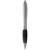   Nash ballpoint pen with coloured grip, ABS plastic, Silver, solid black