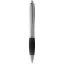 Nash ballpoint pen with coloured grip, ABS plastic, Silver, solid black
