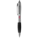 Nash ballpoint pen with coloured grip, ABS plastic, Silver, solid black
