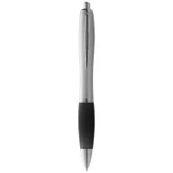   Nash ballpoint pen with coloured grip, ABS plastic, Silver, solid black
