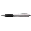 Nash ballpoint pen with coloured grip, ABS plastic, Silver, solid black