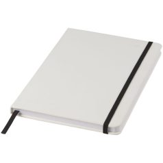   White A5 spectrum notebook with coloured strap, PVC covered cardboard, White, solid black
