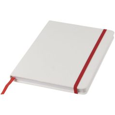   White A5 spectrum notebook with coloured strap, PVC covered cardboard, White, Red  