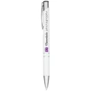 Alana anodized ballpoint pen, Aluminium barrel with ABS parts and steel clip, White