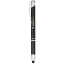 Olaf metallic touchpoint ballpoint pen, Aluminium barrel with steel clip, solid black
